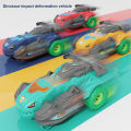 Laxuaoe Car Model Rotatable Dinosaur Hit Deformed Car. 