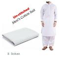 White Cotton  Suit Of Soft Cotton (Unstitched) For Men(Shalwar-kameez) Orignal. 