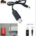 USB cable 5V to 9v booster step up converter route. 