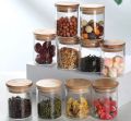 200ml glass  jar with bamboo lid  heat resistent glass jar  Best for spices and candle. 