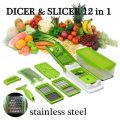Nicer Dicer Plus 12-in-1 Vegetable Cutter, Fruit Slicer, Vegetable Peeler, Vegetable Chopper Cutter All-in-One Multi-function Vegetable & Fruit Slicer, Salad Vegetable 12 in 1 Manual Quick Nicer Dicer Jumbo Peeler & Grater. 
