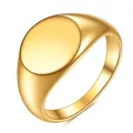 Stainless Steel Classical Simple Plain Round Signet Ring Wedding Statement Promise Anniversary Ring. 