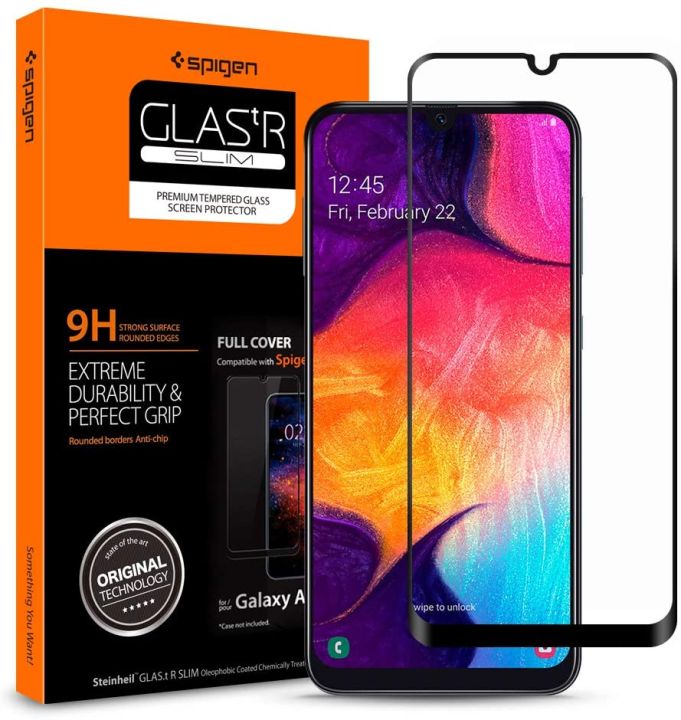 Spigen,%20Galaxy%20A50%20/%20Galaxy%20A30%20Screen%20Protector,%209H%20Tempered%20Glass,%20Full%20Coverage,%20Anti-fingerprint,%20Anti-scratch,%20Samsung%20Galaxy%20A50%20Glass,%20Samsung%20Galaxy%20A30%20Glass%20(611GL26283)%20-%20Image%202