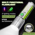 Multifunctional Zoom Flashlight |  Rechargeable High Lumens Long Range Flash Light 8 Modes Tactical Flashlight with Fluorescent Shell. 