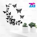 Zecor Gallery Floral Design with Butterfly Wall decoration design with self adhesive sticker sheet magical wall décor printing look for kitchen best decoration ideas not a Wall paper. 