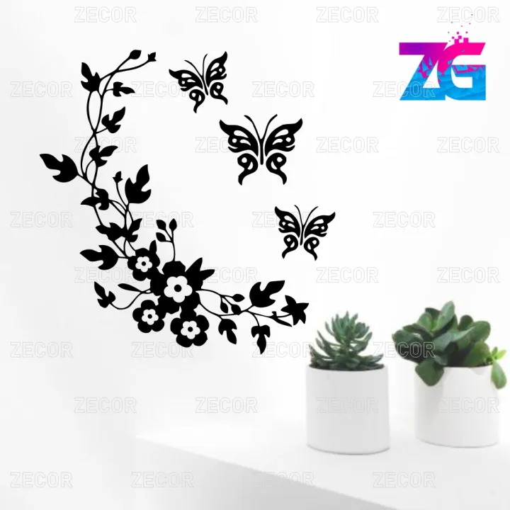 Zecor%20Gallery%20Floral%20Design%20with%20Butterfly%20Wall%20decoration%20design%20with%20self%20adhesive%20sticker%20sheet%20magical%20wall%20d%C3%A9cor%20printing%20look%20for%20kitchen%20best%20decoration%20ideas%20not%20a%20Wall%20paper%20-%20Image%204