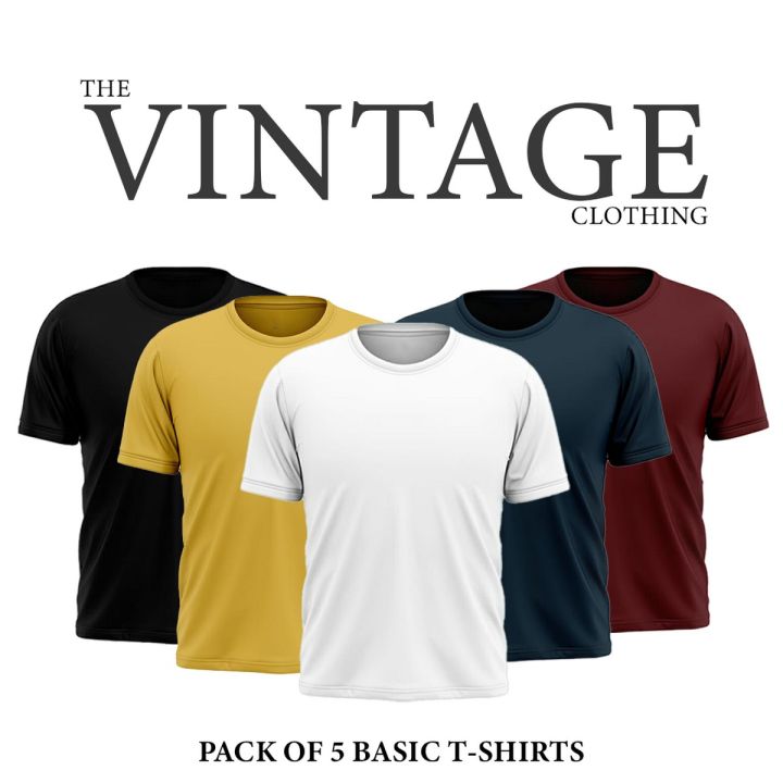 The%20Vintage%20clothing%20pack%20of%205%20multiclolor%20basic%20Tshirt%20For%20Men%20-%20Image%202