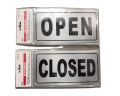 Open Closed Stickers Sign –  5x2 inch – Self-Adhesive Silver Vinyl Sticker for Doors in Business, Stores, Cafes, Shops & More. Indoor and Outdoor use.. 