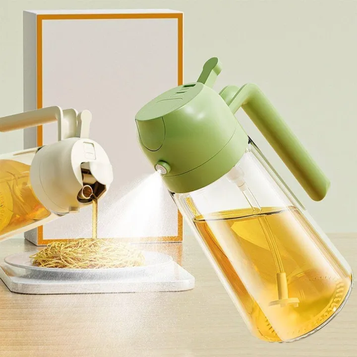 2 in 1 Oil Sprayer & Dispenser Bottle 500ML + FREE Hand Towel Combo | Kitchen Oil Spray Bottle for Cooking, Air Fryer, BBQ, Salad, Grilling | Glass Oil Mist Sprayer Reusable Anti-Leakage | Buy 1 Get 1 Free
