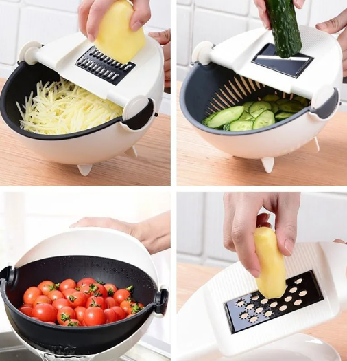 9 In 1 Multifunction Vegetable Cutter with Drain Basket - Magic Rotate ...