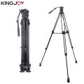 Kingjoy VT-1500 lightweight professional video tripod & VT-1510 fluid drag pan head-3 section, 65in, 4.8lbs. 