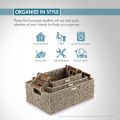 ADO BASICS Premium Jumbo Vietnamese Seagrass Wicker Basket with Stain Resistant Wooden Handles Set of 3. 