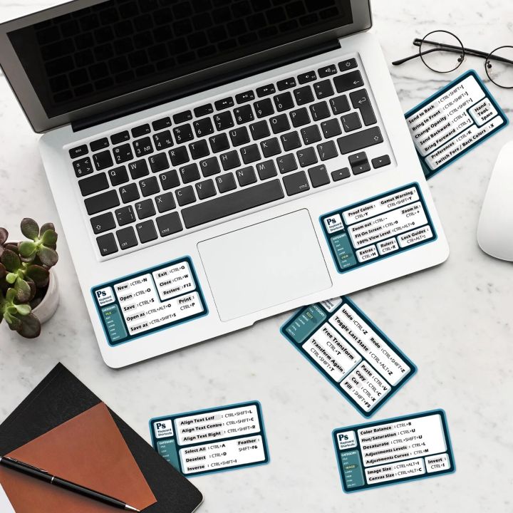 7 Pieces Shortcut Key Sticker Self-adhesive Stickers Keyboard Shortcuts Sticker Laptop Quick Reference Keyboard Guide Keyboard