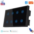Tuya Smart wifi 8 Gang wall touch Switch with Power Meter Function Tuya Smart Wifi Light Touch Switch Timing Wall Electrical App Voice Control. 