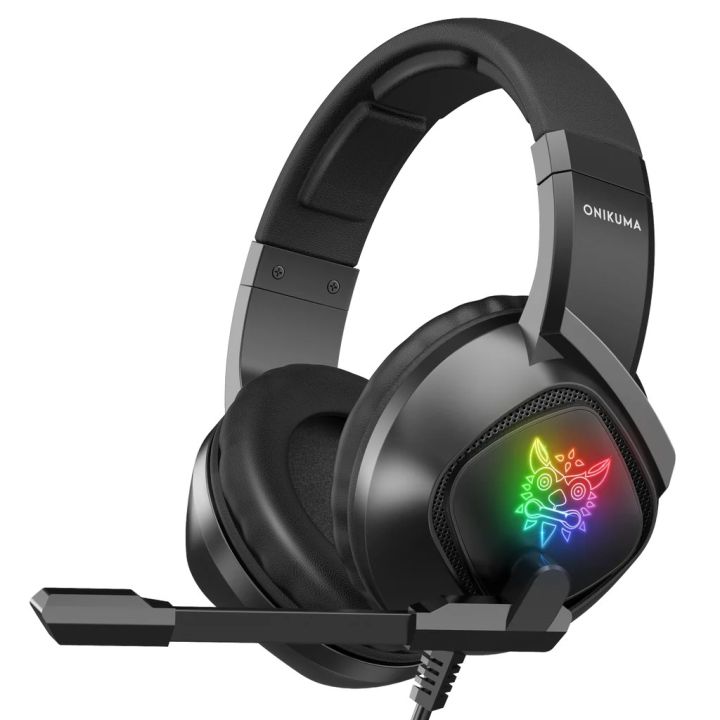 Onikuma K19 Rgb Wired Stereo Gaming Headset True Noise Cancellation, Usb + 3.5mm Audio Plug For Ps4/pc/xbox One Controller/laptop, Black