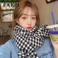 Versatile Long Scarf Wrap Stylish Black White Plaid Print Scarf with Tassel Trim Warm Shawl for Women Women Black White Scarf. 
