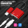 FGDSB 2 in 1 Charging 3.5mm Earphone Jack Audio Cable Type C To 3.5 mm Type-C Audio Splitter Earphone Adapter Adapter. 