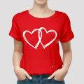 RED PRINTED T-SHIRT FOR GIRLS AND WOMEN. 