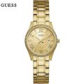 Guess Greenwich Gold Dial Gold Stainless Steel Watch For Women-W0985L2. 