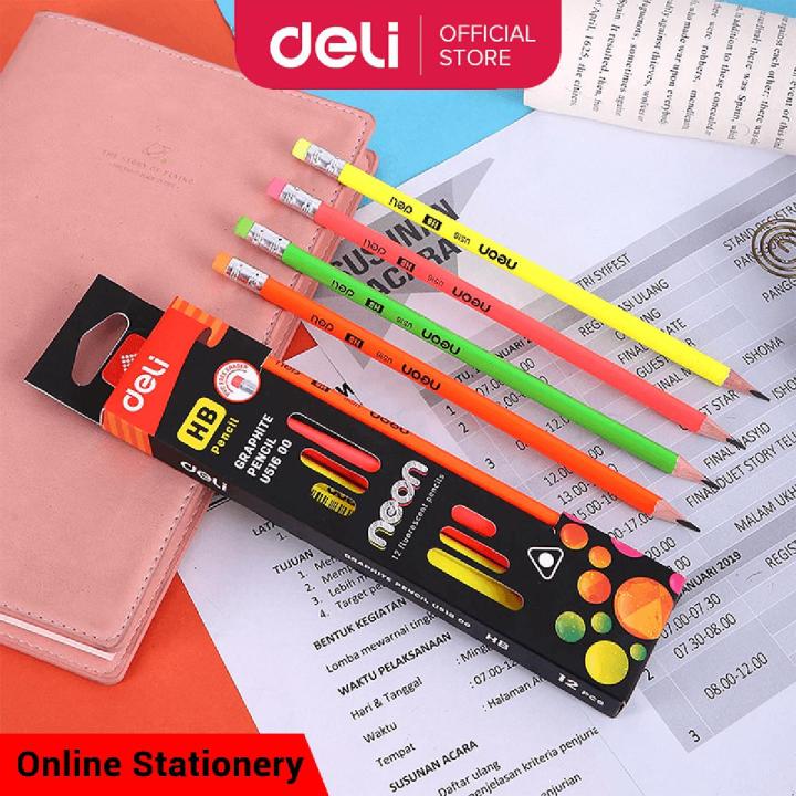 Delii Neon HB Graphite Lead Pencils Pack of 12 | Daraz.pk