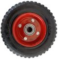 8 Inch Heavy Duty Fixed Caster Wheels, Rubber Molded Solid Tires Wheels with Rubber Knobby Tread for Workbench, Dolly, Cart, Trolley, Wagon & Chicken Coop, Large Castor Wheels, 1 piece. 