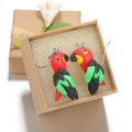 Simple Women Colorful Soft Clay Pottery Parrot Ear Stud Earrings Jewelry Decor. 