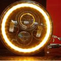 Round LED Beam For YBR G 7 inch Jeep Headlight Bike LED 7 Inch Headlight Beam With Dual Color DRL Ring. 