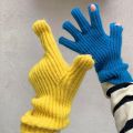 Touch Screen Gloves Thumb Hole Anime Women Winter Thicken Warm Knitted Stretch Gloves Full Finger Skiing Harajuku Y2k Mittens 장갑. 