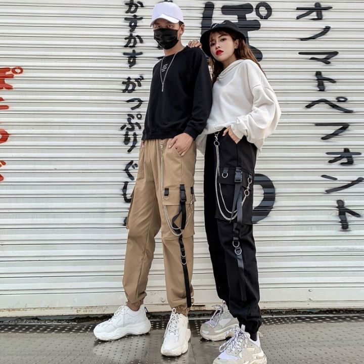 Women%20Men%20Cargo%20Pockets%20Ankle%20Trousers%20High%20Waist%20Chain%20Hip-hop%20Punk%20Black%20Harem%20Pants%20Streetwear%20-%20Image%206