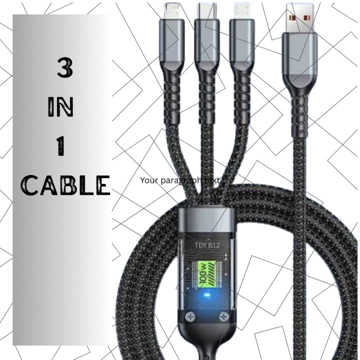 Câble Chargeur 3 En 1 Rétractable 1m - USB-C / Micro USB / IPhone - Aluminium