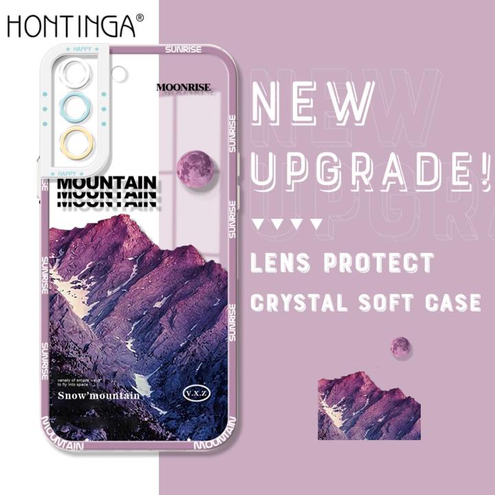 Hontinga for Samsung Galaxy S21 FE 5G Back Cover Sunrise Mountain Crystal Case Camera Protection Transparent TPU Soft Phone Cases