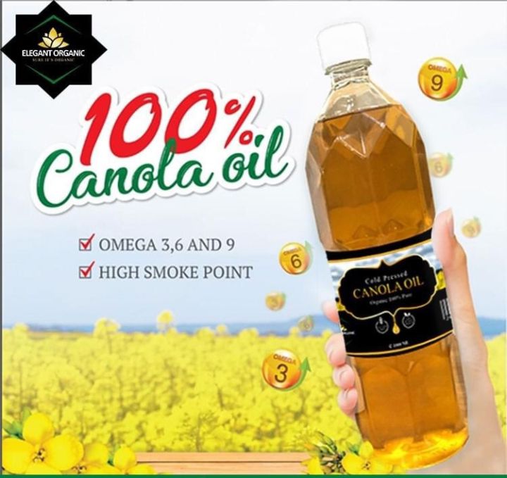 Canola Cooking Oil 100 % Pure Cold Pressed 1 Litter/ Premium 100% Pure Cold-Pressed Canola Oil - 1 Liter Bottle