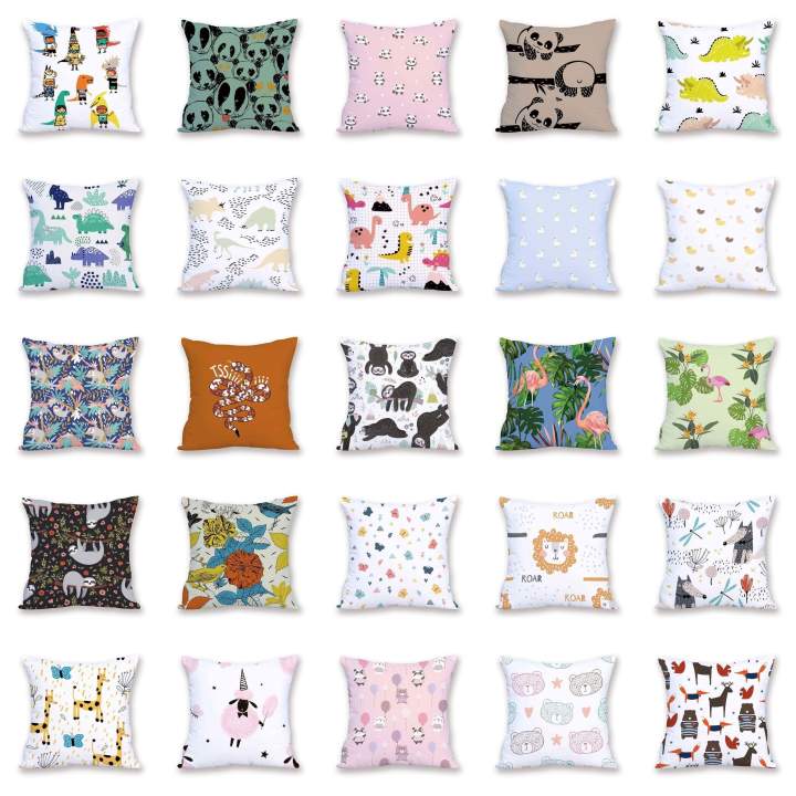 Cartoon Animal Cushion Covers Colorful Bed Comfortable Cushions Cover Flamingo Panda Dinosaur Throw Pillow Couch Relax