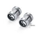 Pair Unisex Chinese Yin and Yang Stainless Steel Stud Earrings For Men Women Jewelry Round Tai Chi Dumbbell Earrings 1. 