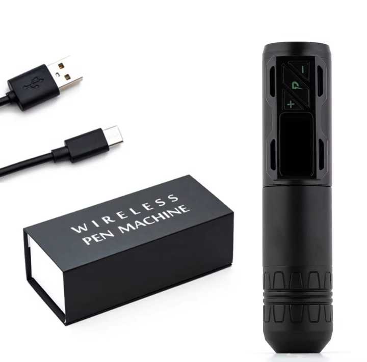 Wireless Tattoo Machine Rotary Pen, mast Tattoo Pen Machine  Makeup Tattoo Machine Pen Kit PMU Permanent Wireless Cartridge Machine Coreless Motor wDigital Display (Black)