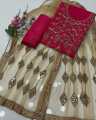 New Wedding Season Collection Handmade collection red dark  color Kataan mirror & handmade shirt along net mirror work duppata plain kathan silk trouser 3 piece. 