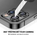 Camera Lens Protector Compatible with iPhone 13 Pro / 13 Pro Max, Premium Tempered Glass Circle Film, Aluminum Alloy Full Fit Ring Lens ( Black ). 