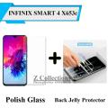 Infinix Smart 4 Tempered Glass Screen Protector Polish Glass + Back Clear Jelly Protector Transparent Soft Film Protection Hydrogel Film Protector For Smart4 Infinix X653c. 