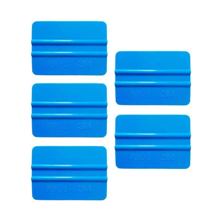 5pcs Car Vinyl Film Wrapping Tools Blue Scraper Squeegee With Felt Cloth