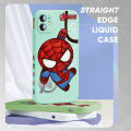 For Vivo V20 2021 Cartoon Spper Hero Spiderman Spider Man Side Design Phone Case Square Edge Pattern Liquid Silicone Casing Full Cover Camera Shockproof Protection Case. 