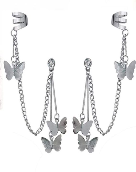 Pair%20Of%20Ear%20Cuff%20Earring%20Butterfly%20Chain%20Tassel%20Stylish%20Earings%20For%20Girls%20Fashion%20Stylish%20Korean%20Jewellery%20For%20Girls%20-%20Image%202