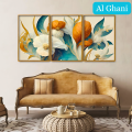 Abstract Colorful Spring Flower Texture Art Floating Wall Painting Set of Three | Al Ghani. 