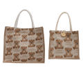 Portable Shopping Bag Fashionable Canvas Handbags Large-capacity Handbag Stylish Tote Bags Cotton Linen Tote Bag Shopping Bag Bear Pattern Tote. 