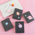 Flip Coil Mini Notebook Convenient Mini Size A7 Format Flip Coil Book Portable Planet Design A7 Notebook for School Supplies Office Stationery -taking Personal Memo Student Accessory. 
