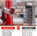 Geedel Rotary Cheese Grater, Kitchen Mandoline Vegetable Slicer with 3 Interchangeable Blades, Easy to Clean Rotary Grater Slicer for Fruit, Vegetables, Nuts. 