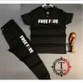 Freefire Printed Cotton Half Sleeves O Neck Trouser & Tshirt For Men & Boys. 