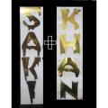 Pack of 02 - Stickers SAKI Shine Golden bat Sticker for Cricket SAKI Bat Stickers with KHAN Sticker. 