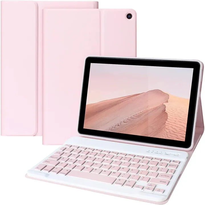 Fire HD 10/HD 10 Plus Tablet 2021 (11th Generation) 10.1 inch, Slim Folding Stand Cover with Wireless Bluetooth Keyboard, Fire Tablet Keyboard Case Pink
