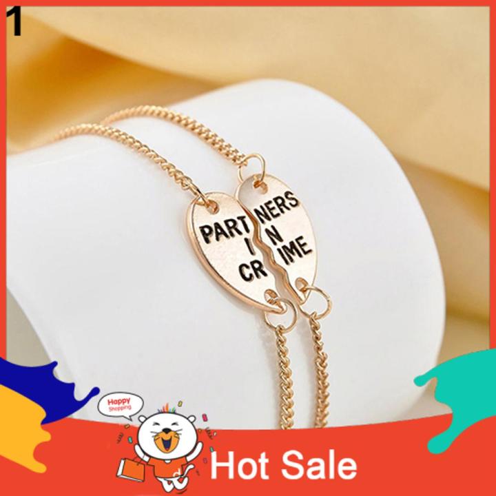 2Pcs Women's Break Heart Chain Partners Best Friend Sisters Bracelets Gift