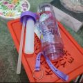 Water sipper bottle Direct Sip Travel Plastic Water Bottle for school office gym with Extra Ice Cube Inner Tube (Mix/Random Color/Design). 